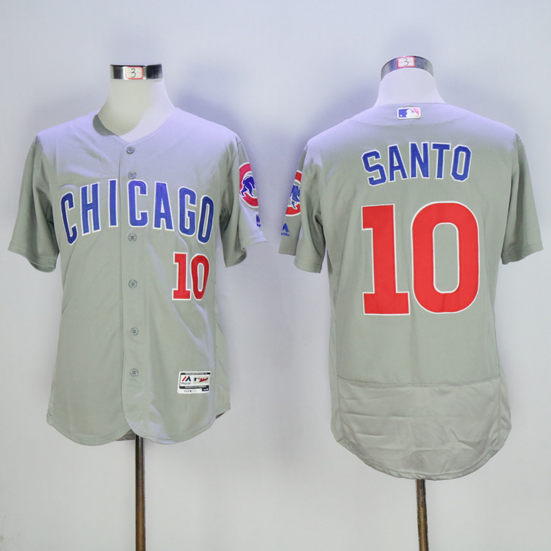 Men Chicago Cubs 10 Santo Grey MLB Jerseys